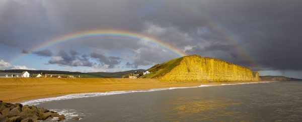 Double rainbow over east cliff panoramic canvas