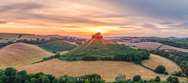 Panoramic view of a Colmer's Hill sunset