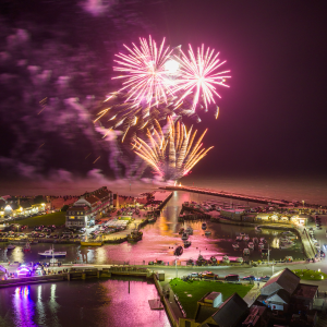 West Bay fireworks - 30" x 30" canvas