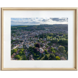 View of Bridport in light wood glass fronted frame